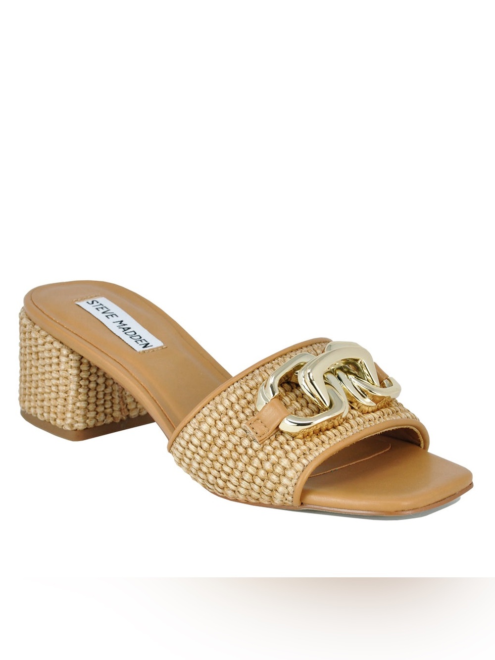 Steve Madden Santana Raffia 2.75” Heels with Gold Buckle Accent- Women’s 10